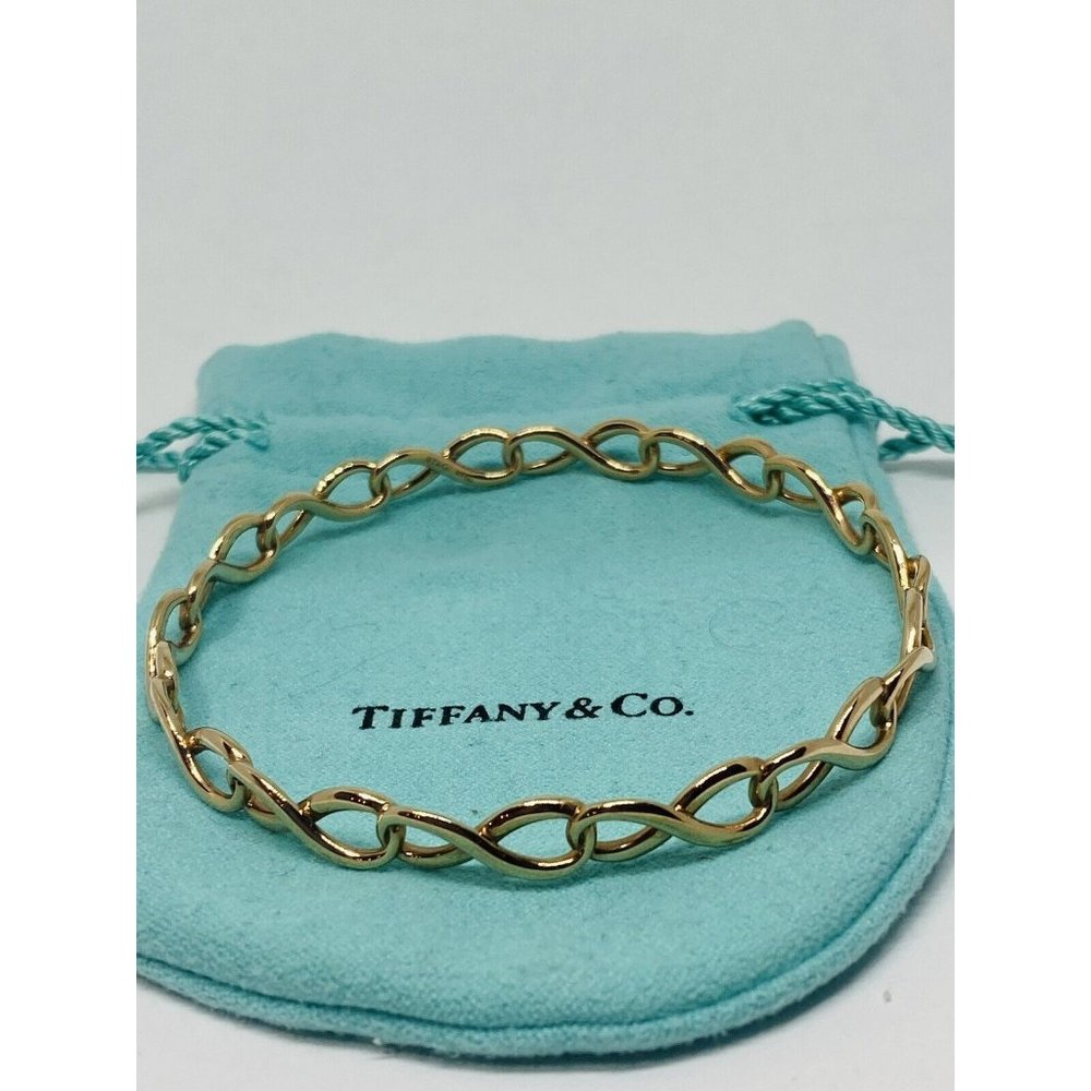 Rare Tiffany & Co  Infinity Rubedo Bangle 8" Bracelet w Box/ Pouch 6.5mm Wide